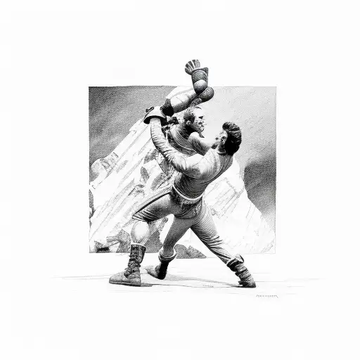 rocky and Apollo fight scene tattoo design idea