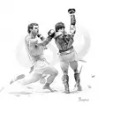 rocky and Apollo fight scene tattoo design idea
