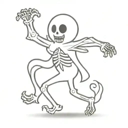 cartoon ghost dancing with a skeleton tattoo design idea