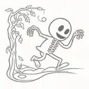 cartoon ghost dancing with a skeleton tattoo design idea
