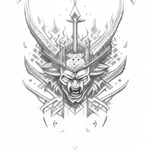 slightly worn berserk sacrifice mark with a fire style and spikes around tattoo design idea