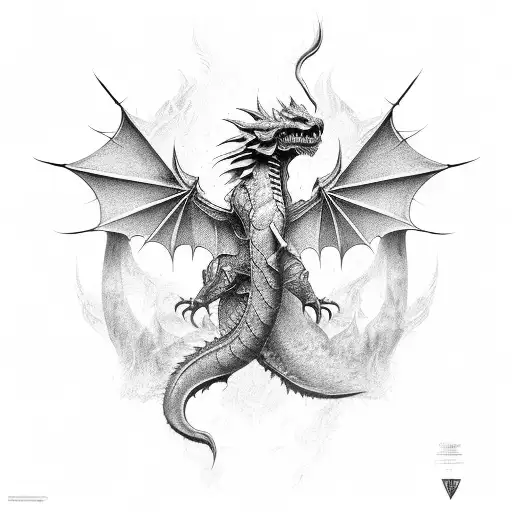 dragon with dark aura  tattoo design idea
