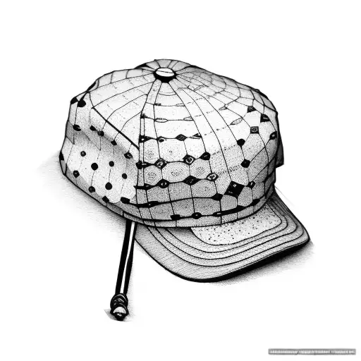 flat cap and walking stick tattoo design idea