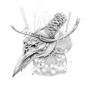 flat cap and walking stick tattoo design idea