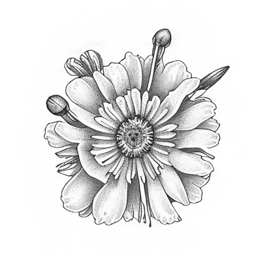 Single needle flowers, carnations and snowdrops, Daisy and Sweet Pea, Daffodils, and aster and morning glory.  tattoo design idea