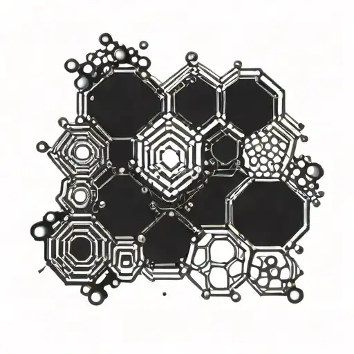 honey comb with dmt molecular structure tattoo design idea