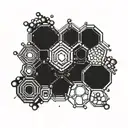 honey comb with dmt molecular structure tattoo design idea