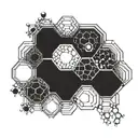 honey comb with dmt molecular structure tattoo design idea