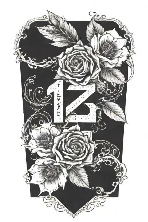 217 number tattoo design idea