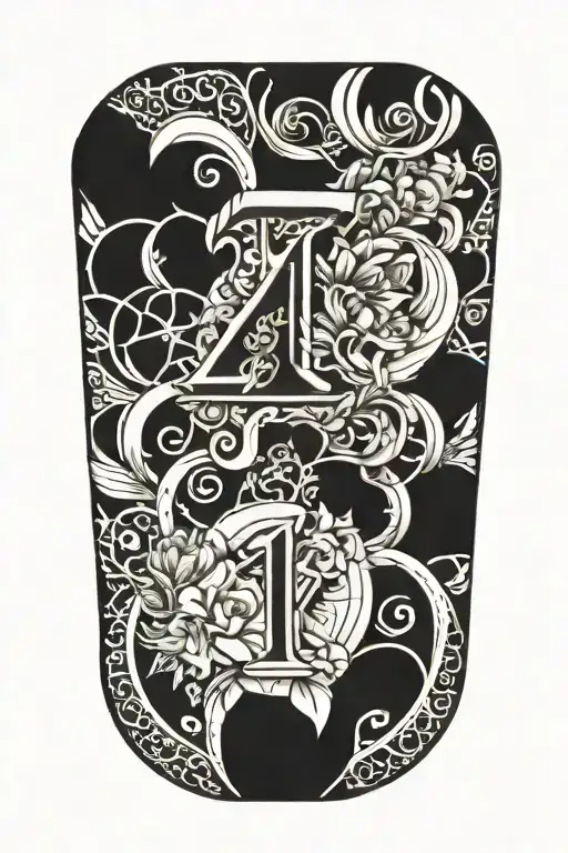 217 number tattoo design idea