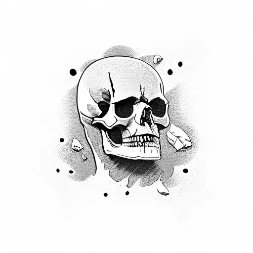 A skull wearing offroad gear, holding drumsticks, with the number 32 on its forehead tattoo design idea