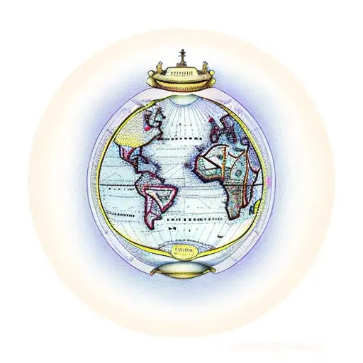 An hourglass with a world map inside, symbolizing the importance of time and travel in your life. tattoo design idea
