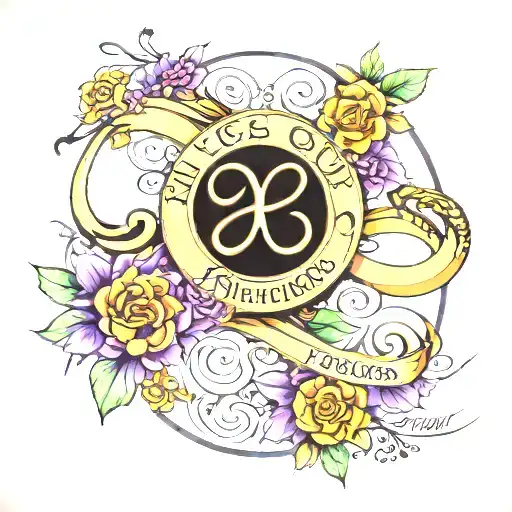 infinity sign using names Violet Hazel Amber names tattoo design idea