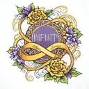 infinity sign using names Violet Hazel Amber names tattoo design idea