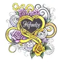 infinity sign using names Violet Hazel Amber names tattoo design idea