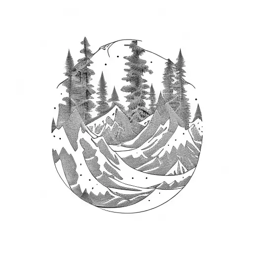 round mountian tattoo design idea