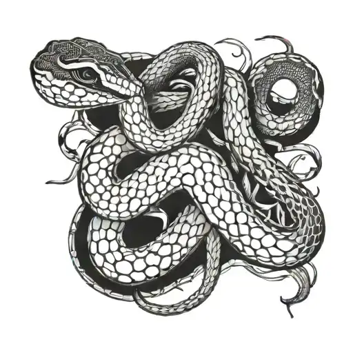 snake with bones tattoo design idea