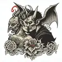 devil and angel whispering into my ears tattoo design idea