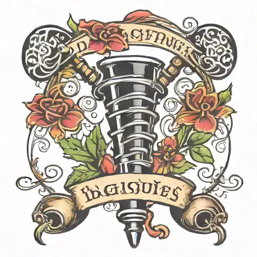 daughters name intertwined through bagpipes tattoo design idea