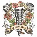 daughters name intertwined through bagpipes tattoo design idea