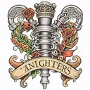daughters name intertwined through bagpipes tattoo design idea