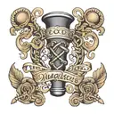 daughters name intertwined through bagpipes tattoo design idea