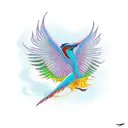 male quetzal flying tattoo design idea
