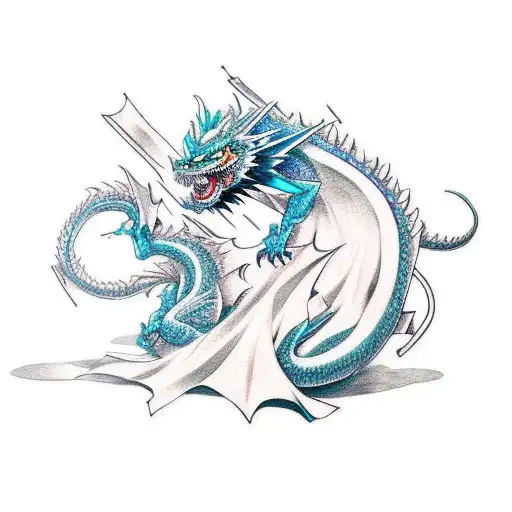 Anime character riding a yakuza dragon tattoo design idea