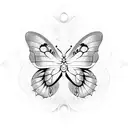 A butterfly surrounded by celestial symbols, chakras, representing inner vision and spiritual awakening tattoo design idea