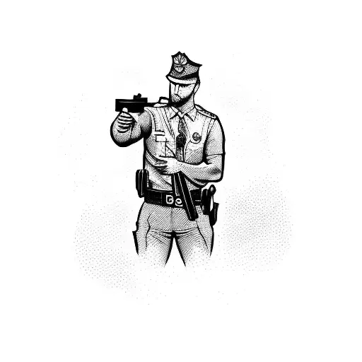 cop shooting himself in the head tattoo design idea