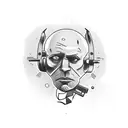 cop shooting himself in the head tattoo design idea