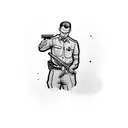 cop shooting himself in the head tattoo design idea