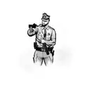 cop shooting himself in the head tattoo design idea