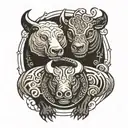 yin yang bull bear black tattoo design idea