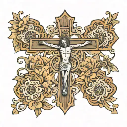 crucifix wooden cross tattoo design idea