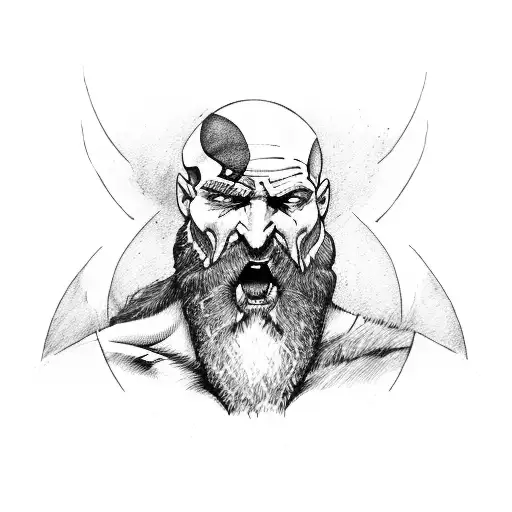 God of War's Kratos wielding his iconic axe tattoo design idea