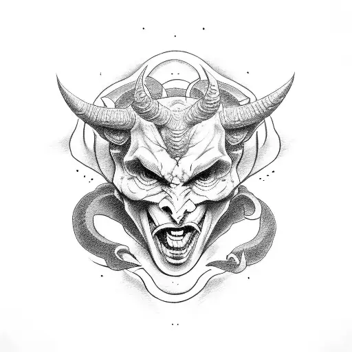 Devil and god tattoo design idea