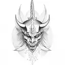 Devil and god tattoo design idea