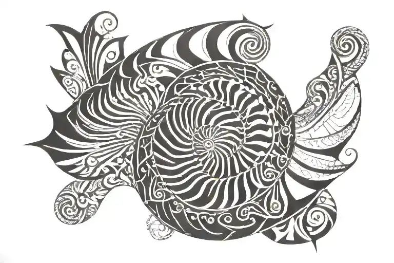 nautilus shell tattoo design idea