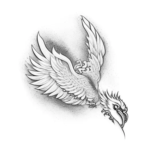 A phoenix symbolizing resilience and rebirth tattoo design idea