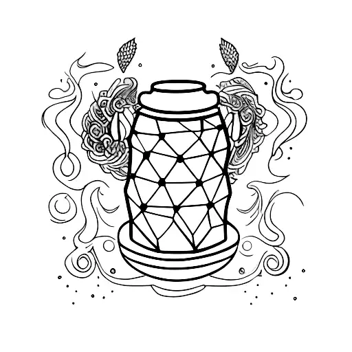 A mesmerizing tattoo of a honey jar pouring out golden honey, with elegant dance poses hidden within the flowing liquid tattoo design idea