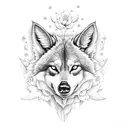 fullbody maned-wolf floating with flowers tattoo design idea