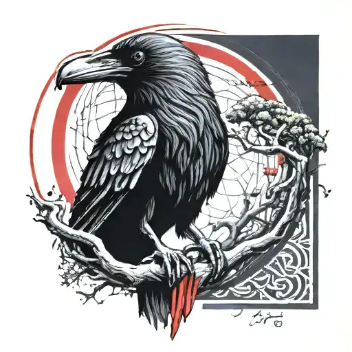 Raven black red Itachi Uchiha tattoo design idea