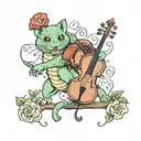 bulbasour and cello tattoo design idea