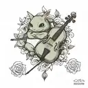 bulbasour and cello tattoo design idea
