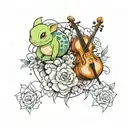 bulbasour and cello tattoo design idea