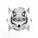 A wolf and an eagle facing each other in a yin-yang symbol tattoo design idea