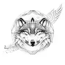 A wolf and an eagle facing each other in a yin-yang symbol tattoo design idea