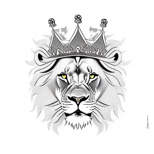  Lion with king crown tattoo design idea