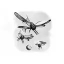 A basketball player shooting hoops with dragonflies flying around tattoo design idea